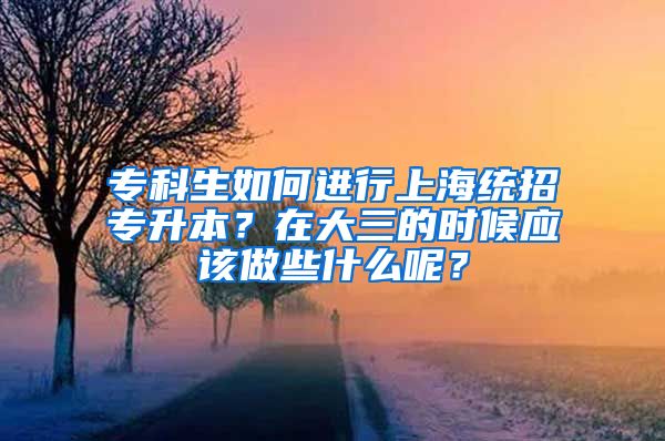 专科生如何进行上海统招专升本？在大三的时候应该做些什么呢？