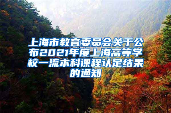 上海市教育委员会关于公布2021年度上海高等学校一流本科课程认定结果的通知