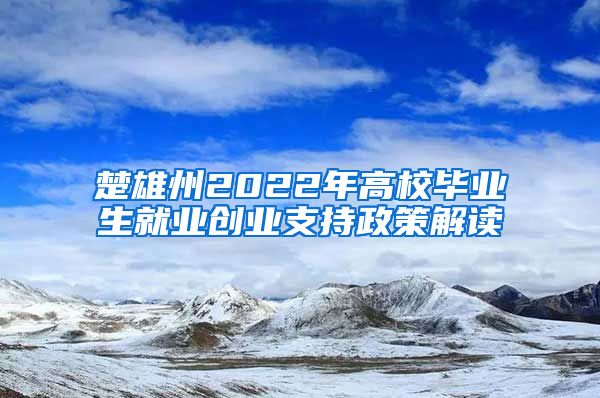 楚雄州2022年高校毕业生就业创业支持政策解读