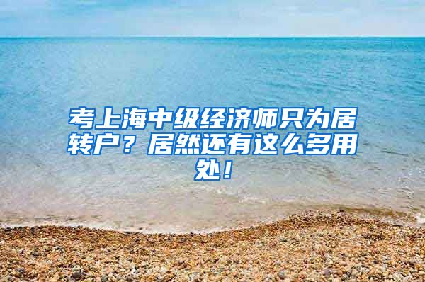 考上海中级经济师只为居转户？居然还有这么多用处！