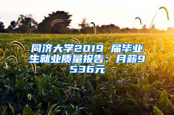 同济大学2019 届毕业生就业质量报告：月薪9536元