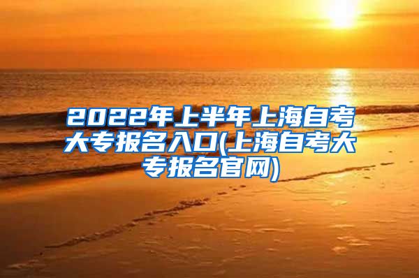 2022年上半年上海自考大专报名入口(上海自考大专报名官网)