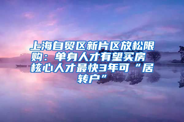 上海自贸区新片区放松限购：单身人才有望买房 核心人才最快3年可“居转户”