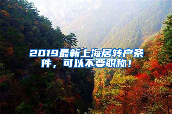 2019最新上海居转户条件，可以不要职称！