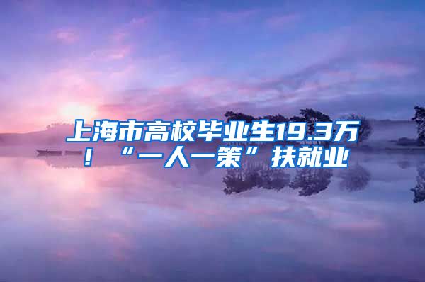 上海市高校毕业生19.3万！“一人一策”扶就业