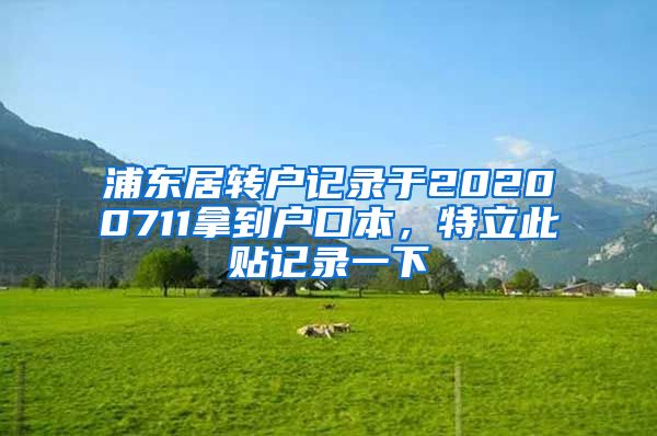 浦东居转户记录于20200711拿到户口本，特立此贴记录一下