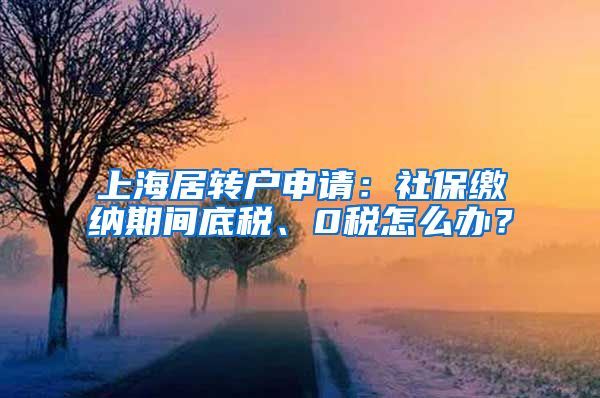 上海居转户申请：社保缴纳期间底税、0税怎么办？